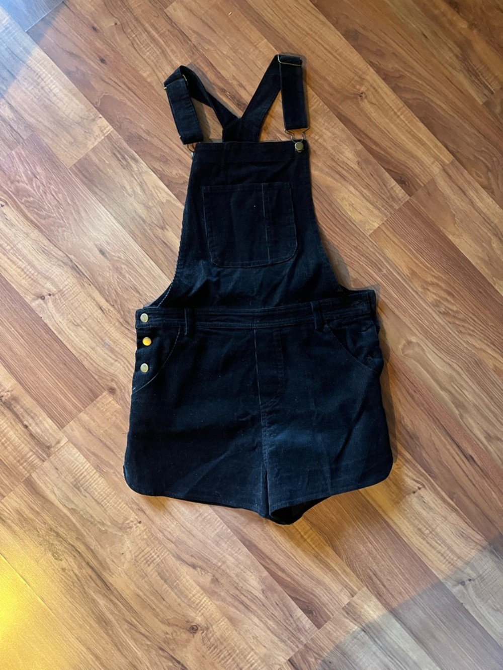 Love Riche Black Corduroy Short Overalls